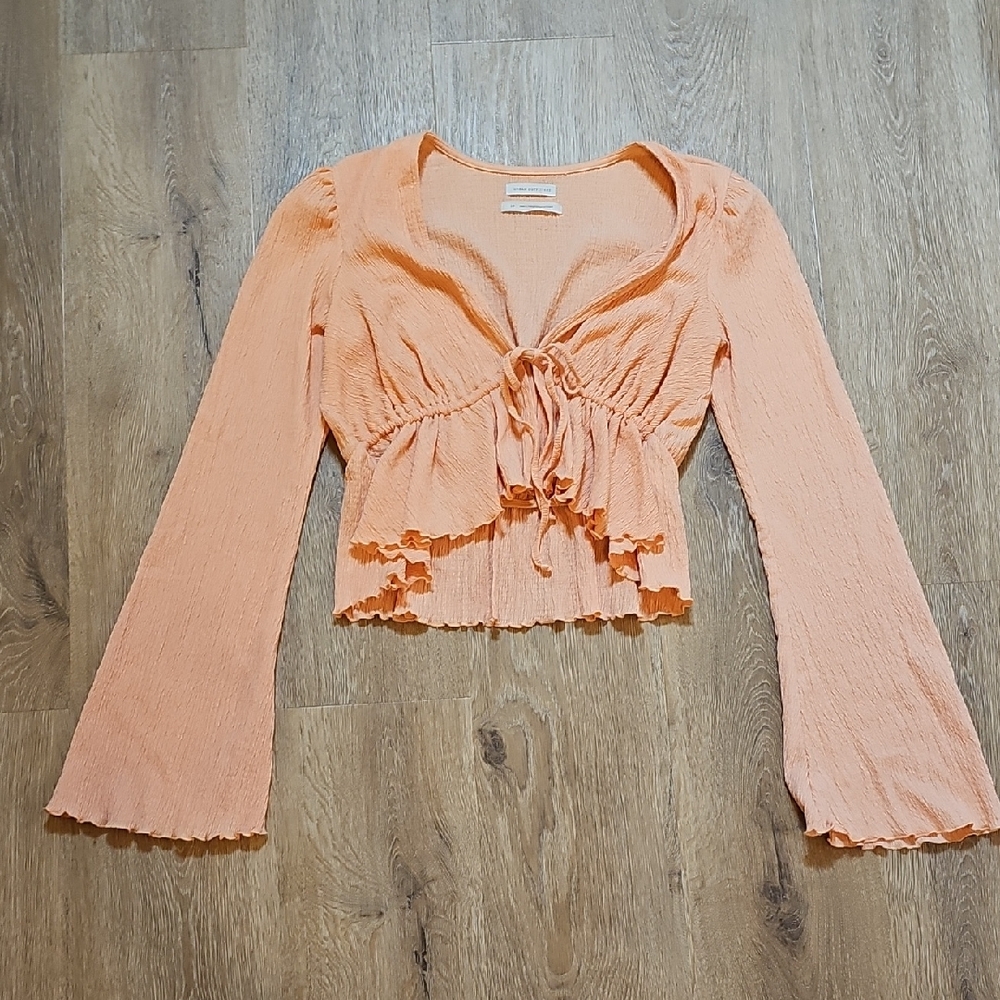 Urban Outfitters Coral Long Sleeve Women's Crop Top